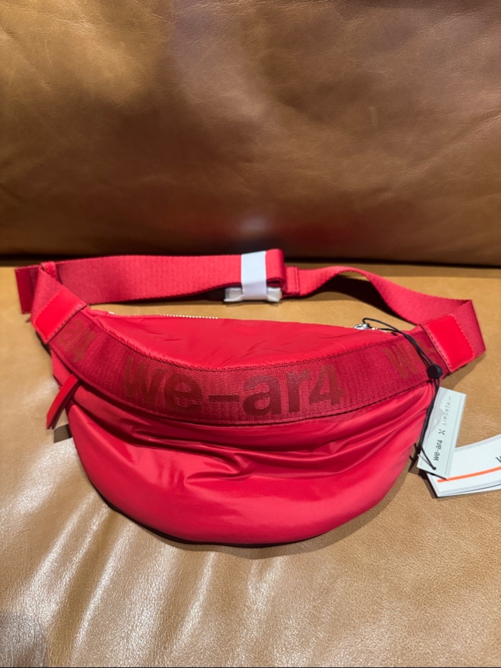 WE-AR4 Red Limonta Italian Nylon Belt Bag Crossbody Fanny Pack NWT